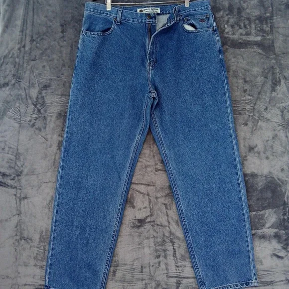 Harley-Davidson Jeans Mens 40x32 Blue Genuine MotorClothes Denim Zip Fly Biker - Picture 2 of 9